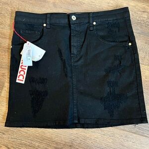 NWT Fiorucci Mini Gonna Distressed Black Denim Mini Skirt Size Euro 44 US 32